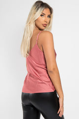 Dusty Rose Satin Cami Vest Top