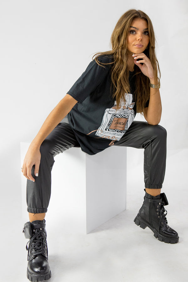Black Ciao Bella Oversized Tee