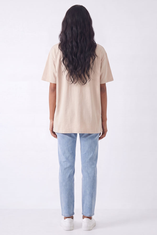 Black And Beige Casual Graphic Oversized T-Shirt Pack Of 2 - Hazel