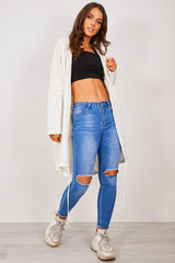 White Sequin Angel Wings Hooded Cardigan