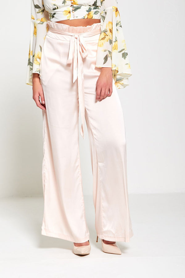 Pink Satin Wide Leg Trouser 