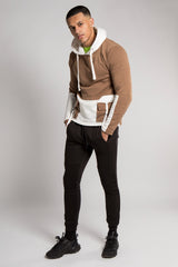 Mens Beige Contrast Hoodie