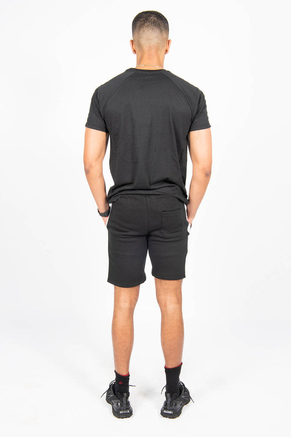 Mens Black Monochrome Striped Short Set