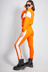 Neon Orange Vogue Striped Loungewear Jogger Set