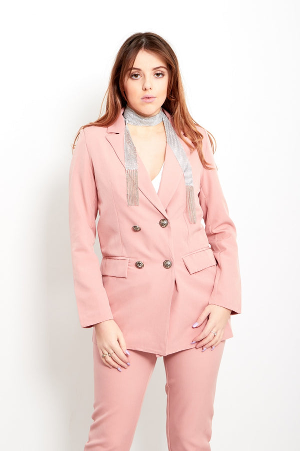 Baby Pink Double Breasted Blazer