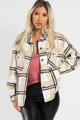 Beige & Olive Checked Jacket
