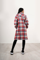 Red Multi Check Longline Shacket 