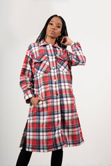 Red Multi Check Longline Shacket 