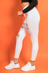 White Skinny Extreme Distressed Jeans