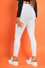 White Skinny Extreme Distressed Jeans