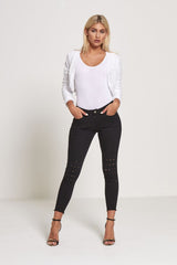 Black Frayed Hem Skinny Jeans