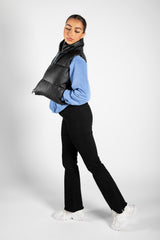 Black Faux Leather Cropped Gilet