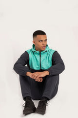 Mens Mint Colourblock Hooded Zip-Up Tracksuit Set