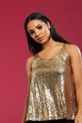Gold Sequin Chain Detail Top 