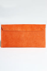 Orange Suede Envelope Clutch Bag