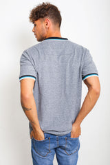 Mens Black Marl Striped Collar Polo Shirt