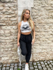 Black Cuffed Hem Shell Cargo Joggers