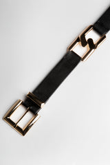 Black Buckle Belt With Gold Double H Detailing