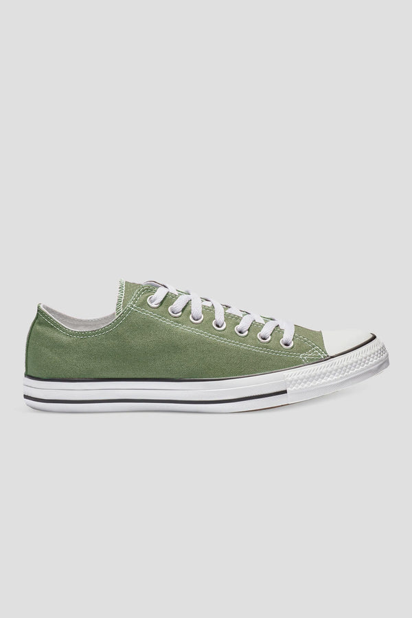 Mens Army Green Lace Up Canvas Flat Trainers
