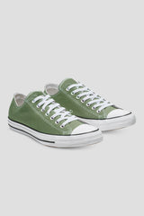 Mens Army Green Lace Up Canvas Flat Trainers