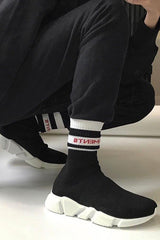 Mens Black Runner Sock Trainers