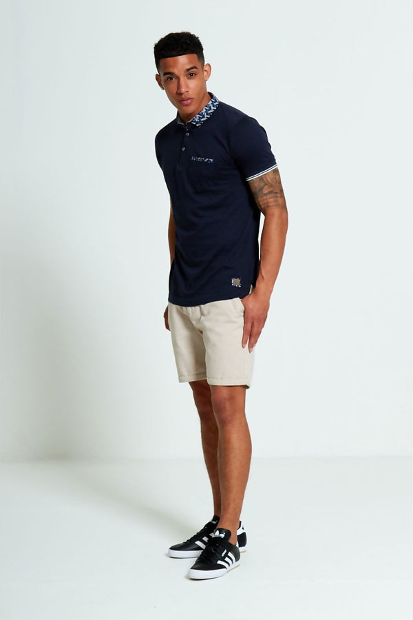 Mens Beige Slim Fit Chino Shorts