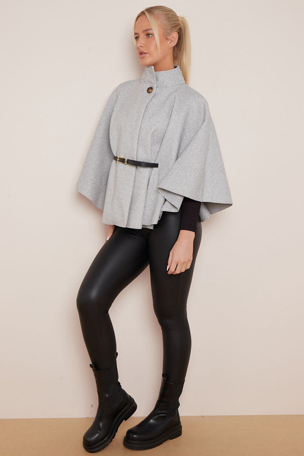 Grey Cape With Belt 
