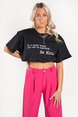 Black Be Kind Slogan Oversized T-Shirt