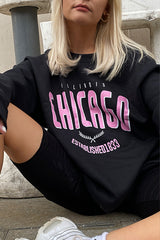 Black Chicago Oversized Sweatshirt