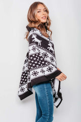 Black  Arrival Christmas Reindeer Poncho