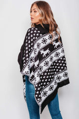 Black  Arrival Christmas Reindeer Poncho