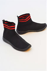 Black And Red Stripe Sock Trainer