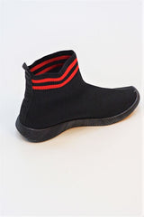 Black And Red Stripe Sock Trainer