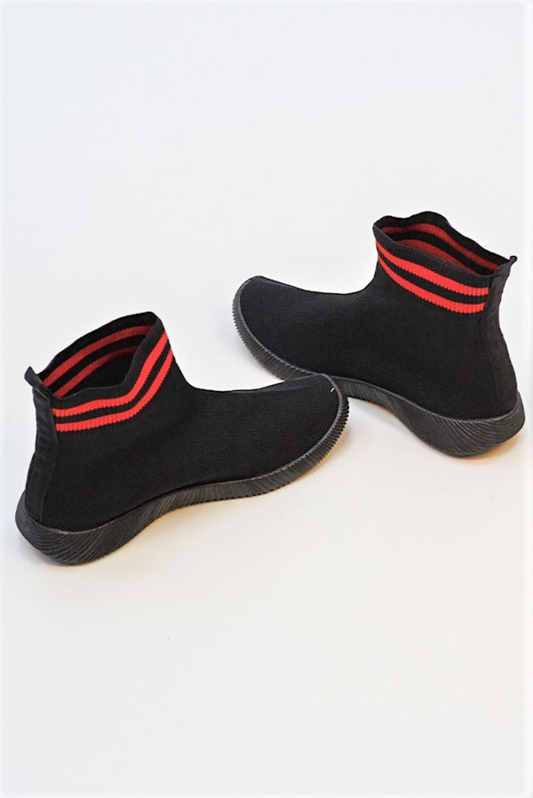 Black And Red Stripe Sock Trainer