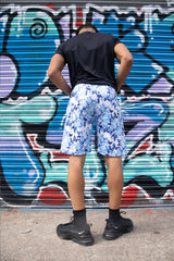 Men Black Floral Print Muscle Fit Shorts Set