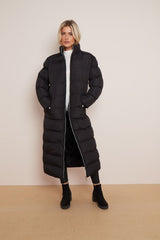 Black Women Water Resistant Funnel Collar Puffer Coat