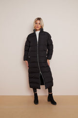 Black Women Water Resistant Funnel Collar Puffer Coat