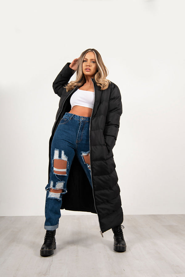 Black Maxi Soft Premium Longline Puffer Coat