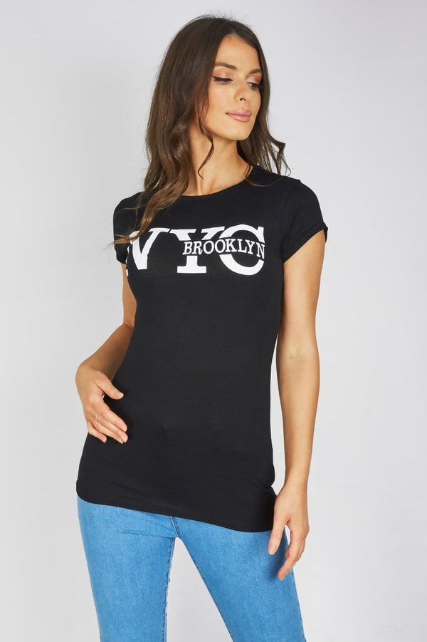 Black NYC Brooklyn Slogan Top