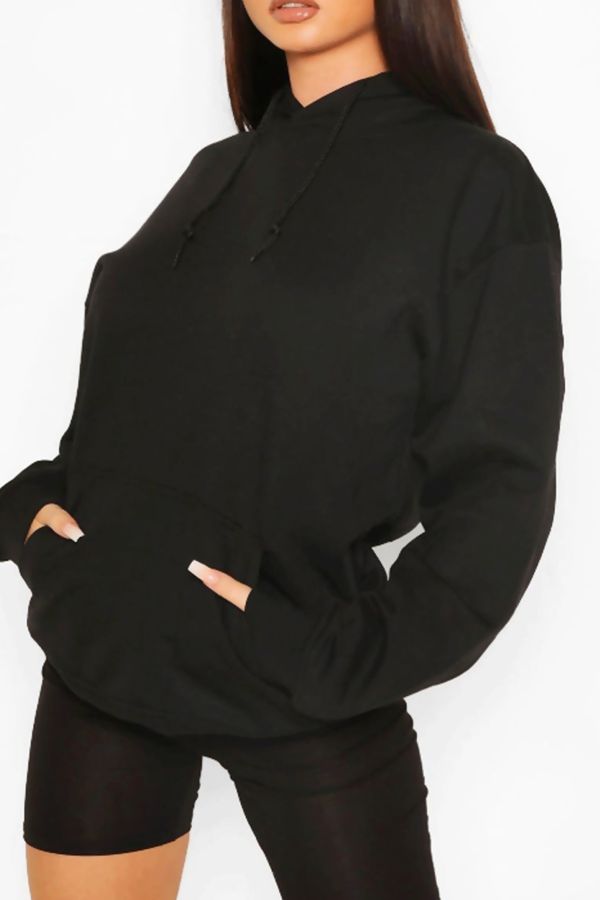 Black Oversized Pullover Hoodie