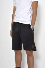 Mens Black Ribbed Sweat Shorts