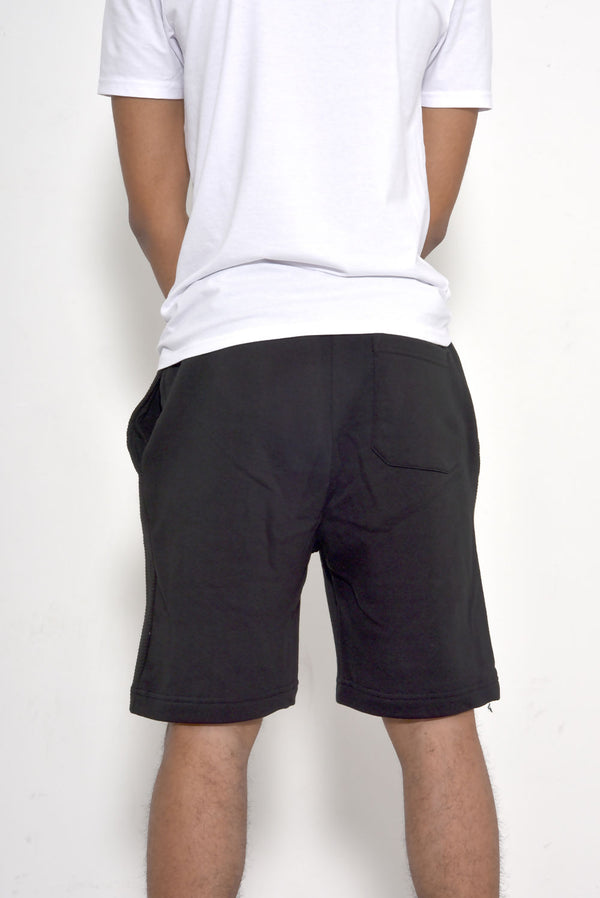 Mens Black Ribbed Sweat Shorts