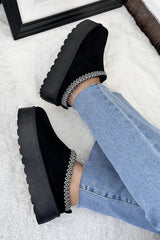 Black Slip on Platform Slippers