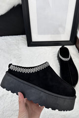 Black Slip on Platform Slippers