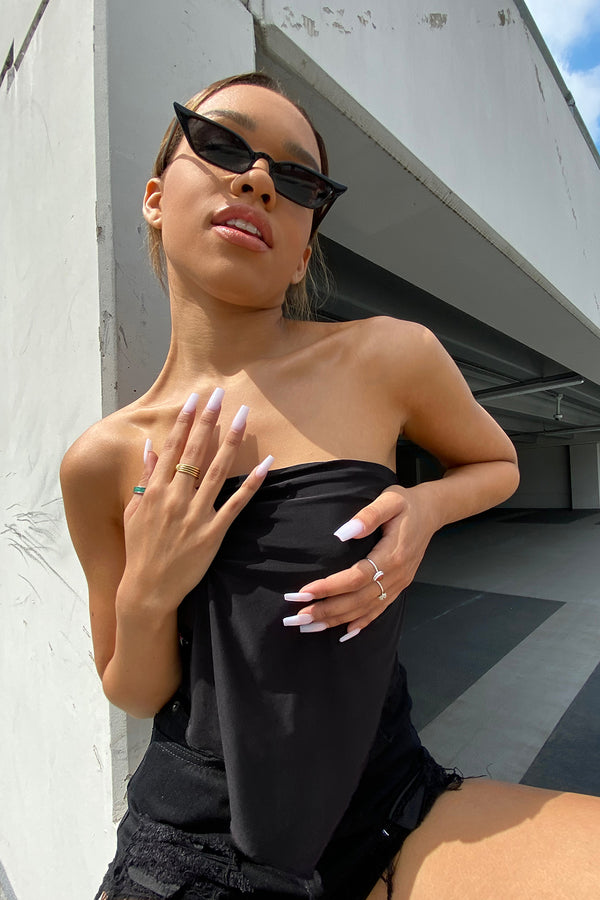 Black Tie Back Scarf Top 