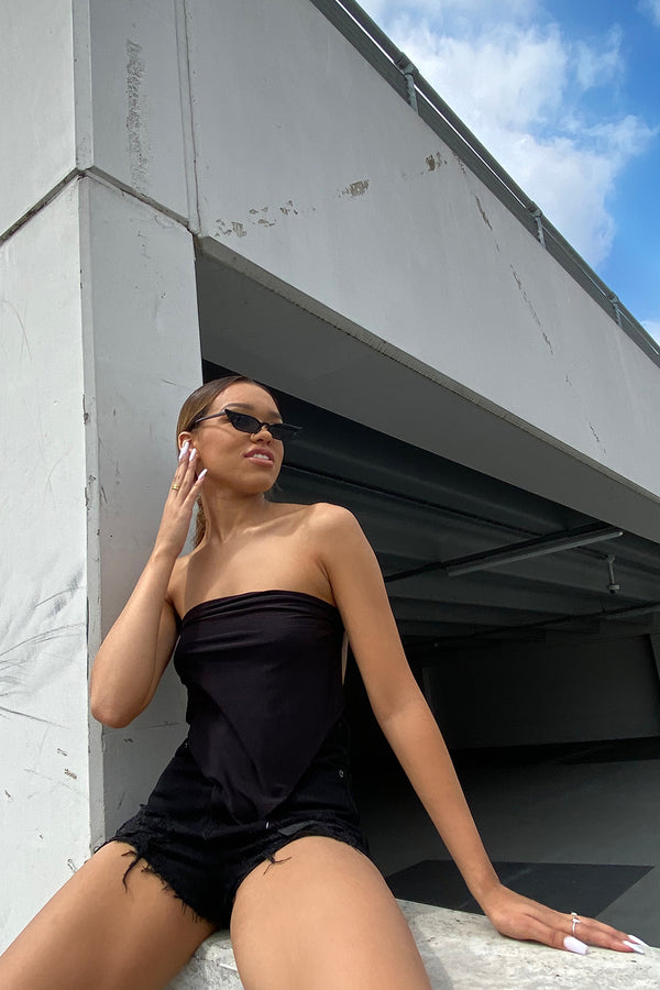 Black Tie Back Scarf Top 