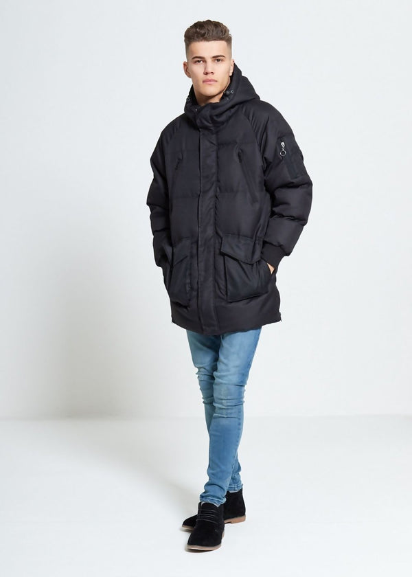 Mens Black Windbreaker Quilted jacket 