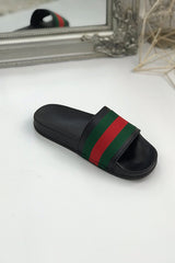 Black Chunky Style Striped Sliders