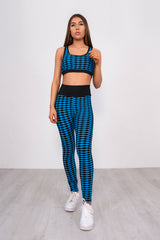 Blue Textured Crop Top And Scrunch Butt Leggings Gym Set