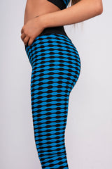 Blue Textured Crop Top And Scrunch Butt Leggings Gym Set